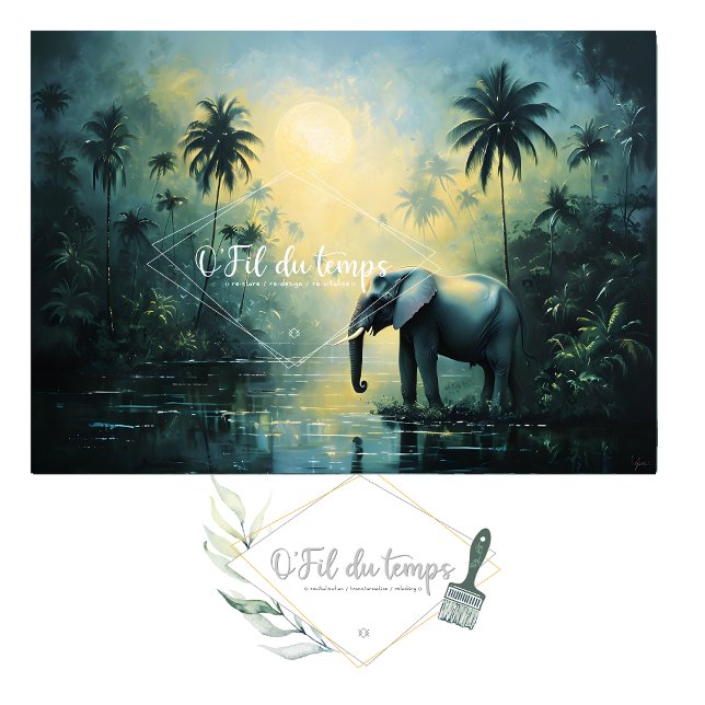 Papel De Seda Tranquil Tropical Landscape with Elephant (Criador carregado)