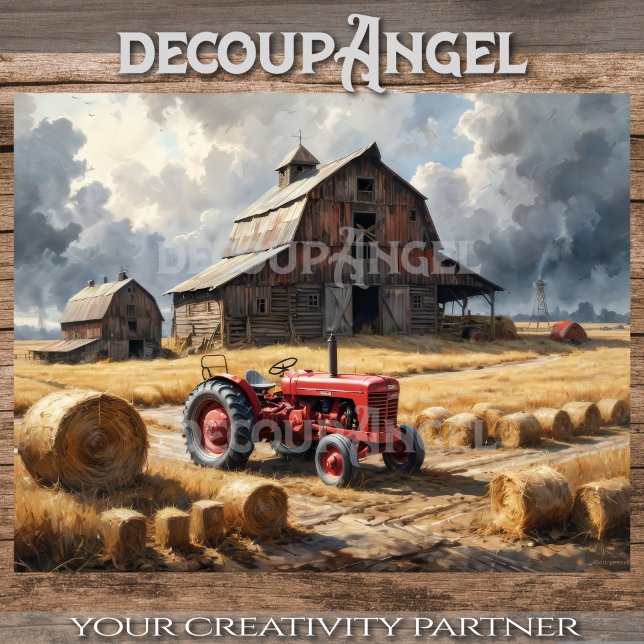 Papel De Seda Trator na paisagem da Fazenda #3 Decoupage (Criador carregado)