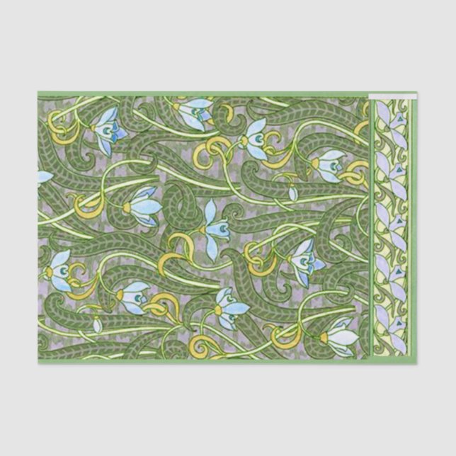 Papel De Seda Treino francês Art Nouveau Padrão estilizado 1800 (Frente )