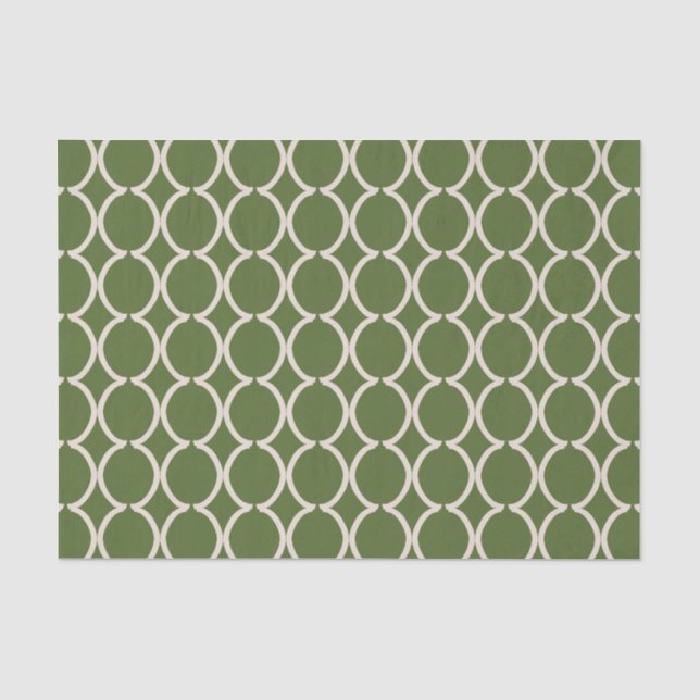 Papel De Seda Treliça Geométrica Ogee Verde Oliva (Frente )