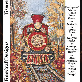 Papel De Seda Trem a Vapor Red Gold, Mosaico DH2R Decoupage