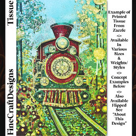 Papel De Seda Trem a Vapor Red Gold, Mosaico DH2RF Decoupage