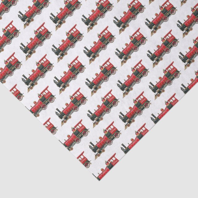 Papel De Seda Trem a Vapor Vermelho  (Detalhes)