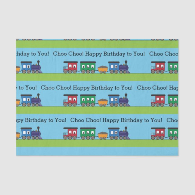 Papel De Seda Trem de Choo Choo do aniversário (Frente )