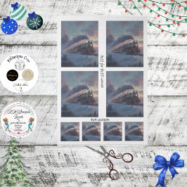 Papel De Seda Trem de Natal Descoupage Cena de Inverno Irlanda