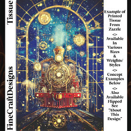 Papel De Seda Trem Vermelho Steampunk, Locomotiva, Decoupage Mos