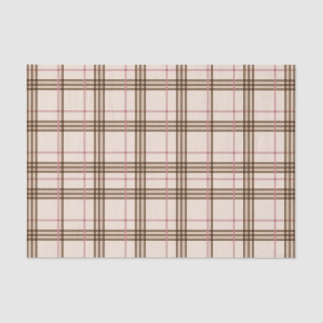 Papel De Seda Trendy Beige Brown Tartan Xadrez (Frente )