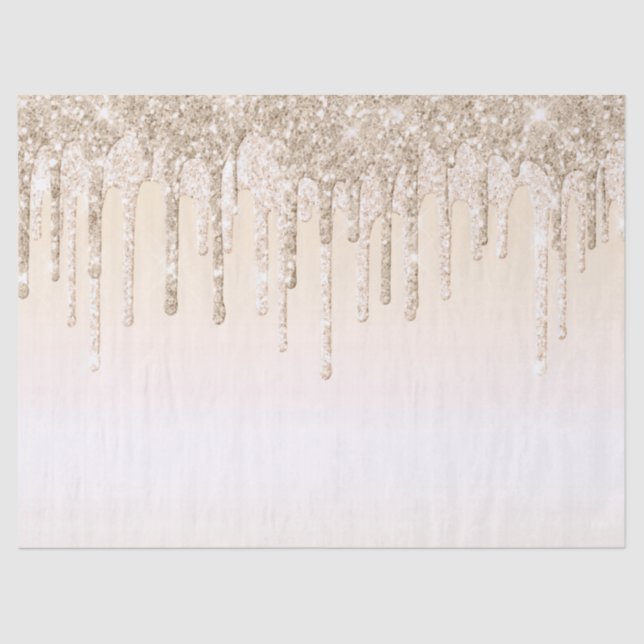 Papel De Seda Trendy Beige Champagne Glitter Drives Gráfico (Frente )