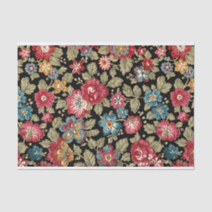 Papel De Seda Trendy Colorful Boho Floral-Black Fundo