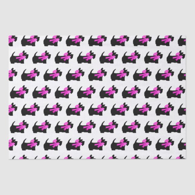 Papel De Seda Trendy Cute Black Scottish Terrier Dog Natal (Frente )