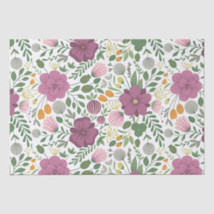 Papel De Seda Trendy Floral Padrão Amarelo Cor-de-rosa Púrpura V