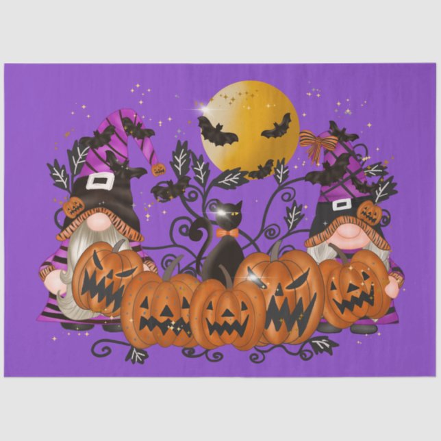 Papel De Seda Trendy Happy Halloween Purple Gnomo (Frente )