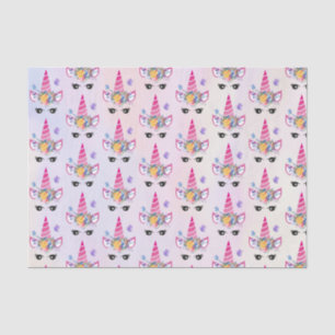 Papel De Seda Trendy Unicorn com Coroa Floral e Borboletas