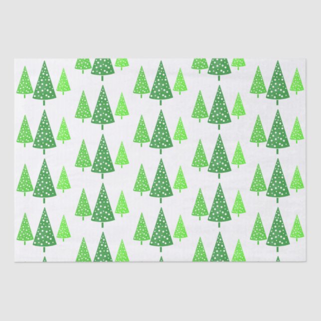 Papel De Seda Três Árvores de Bolinhas de Aquarela Verde (Frente )