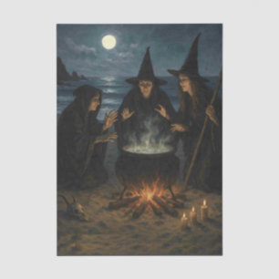 Papel De Seda Três Bruxas Criam Cauldron Full Moon Beach