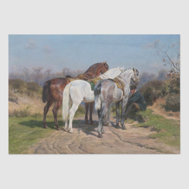 Papel De Seda Três Cavalos Estalhões (por Rosa Bonheur) (Frente )