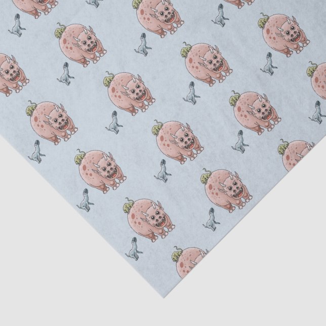 Papel De Seda Três Dinossauros de Fantasia Fofos (Detalhes)