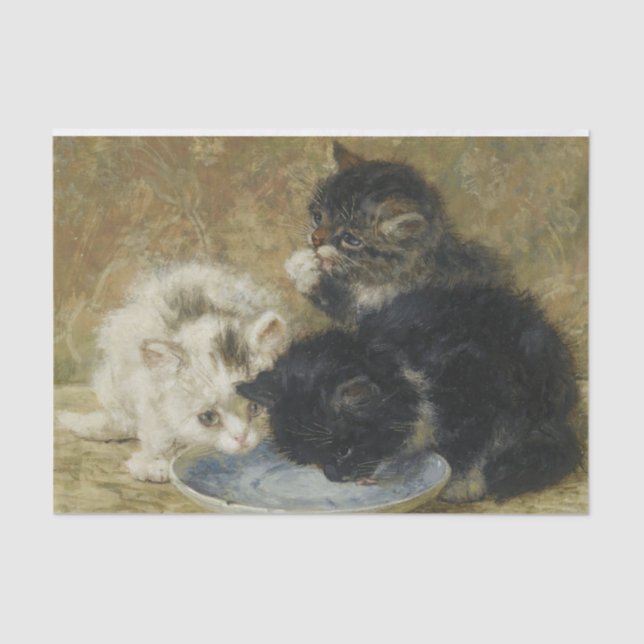 Papel De Seda Três Kittens por Henriette Ronner-Knip (Frente )