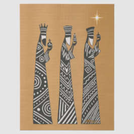 Papel De Seda Três Reis Magos Natal Preto e Branco Natividade