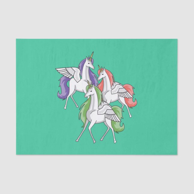 Papel De Seda Três unicorns. bonitos (Frente )
