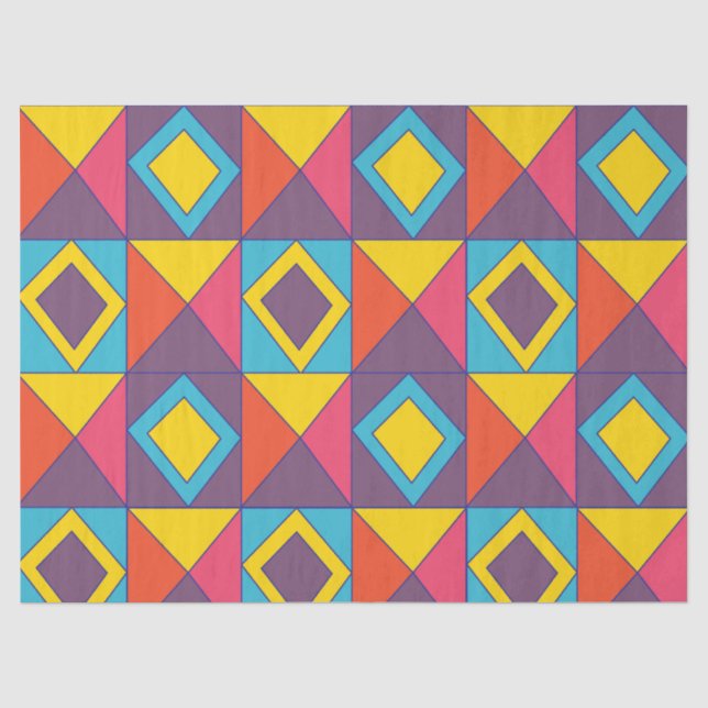 Papel De Seda Triângulo colorido de diamante geométrico (Frente )