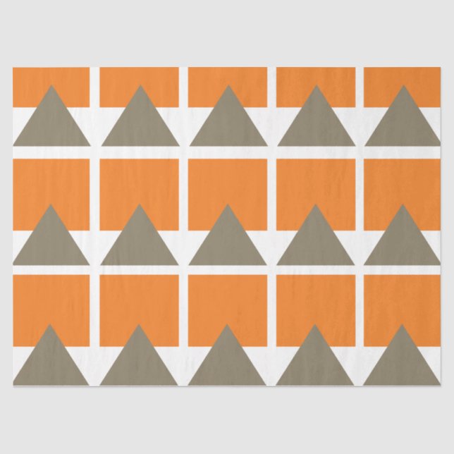 Papel De Seda Triângulo de Cinza Laranja Esquadrado (Frente )