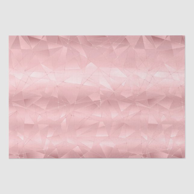Papel De Seda Triângulo Geométrico Rosa Glam Bling Moderno Elega (Frente )