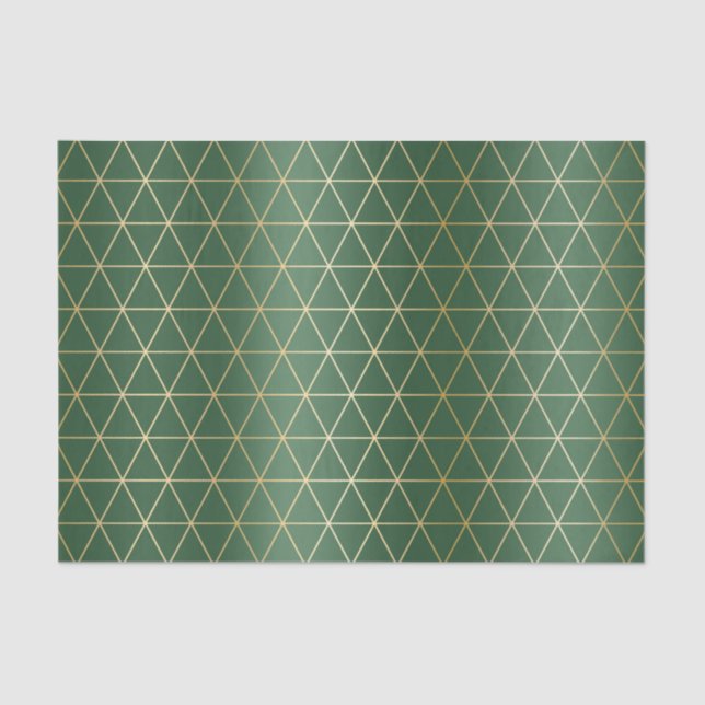 Papel De Seda Triângulo Verde Dourado Natal Geométrico (Frente )