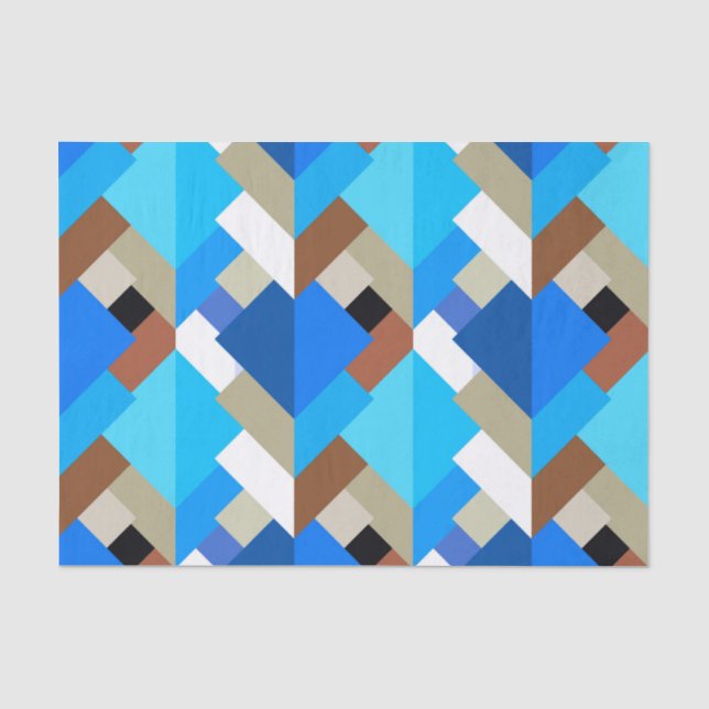 Papel De Seda Triângulos Abstrato modernos, azul cobalto e casta (Frente )