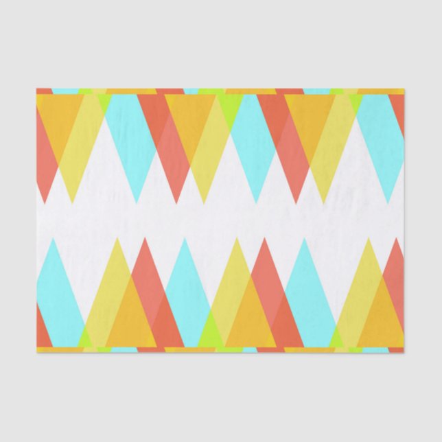 Papel De Seda Triângulos amarelos, vermelhos e azuis de cadete (Frente )