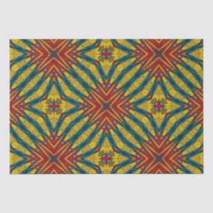 Papel De Seda Tribal Abstrato de Hippie Vermelho Amarelo Azul Az