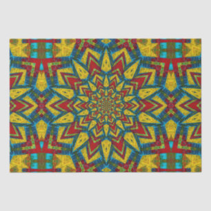 Papel De Seda Tribal Abstrato de Hippie Vermelho Amarelo Azul Az