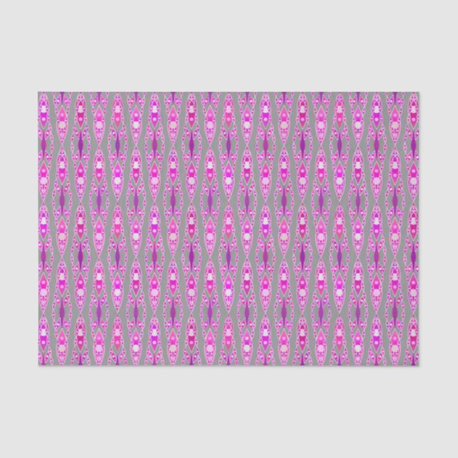 Papel De Seda Tribal Batik - Rosa Física, Violeta e Cinzas (Frente )