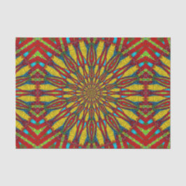 Papel De Seda Tribal Floral Amarelo e Vermelho abstrato