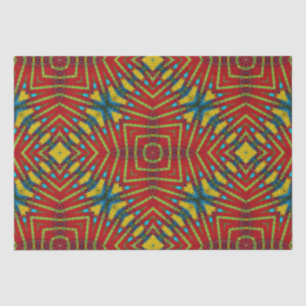 Papel De Seda Tribal Floral Amarelo e Vermelho abstrato
