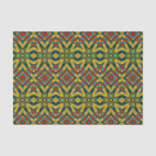 Papel De Seda Tribal Geométrico Azul Amarelo Amarelo Azul legal