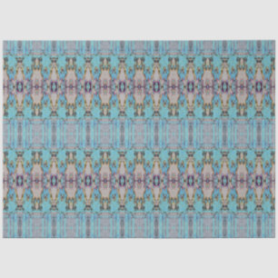 Papel De Seda Tribal Western Blue Teal Art Patterno Bull Crânio