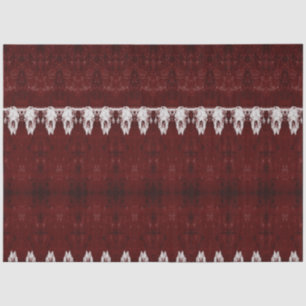 Papel De Seda Tribal Western Burgundy Red Patterna Bull Crânio