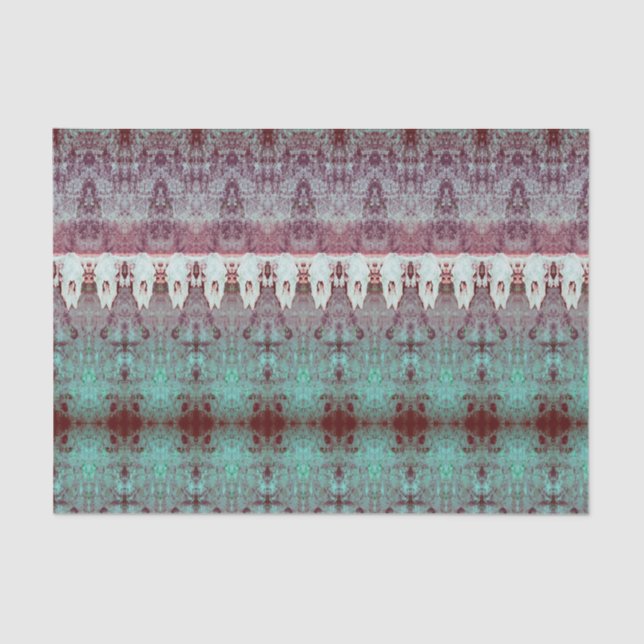 Papel De Seda Tribal Western Patteral Teal Bull Cow Skull Countr (Frente )