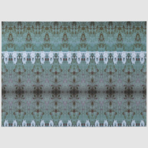 Papel De Seda Tribal Western Patteral Teal White Bull Crânio