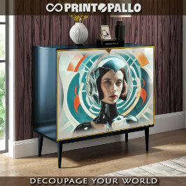 Papel De Seda Tributo ao retrofuturismo: uma mulher dos anos 50 