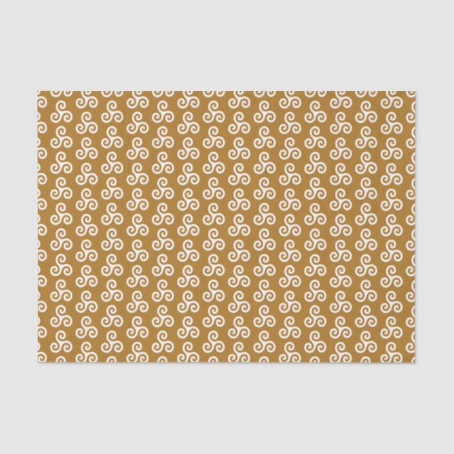 Papel De Seda Tríplice Espiral Céltica Branca Triskele em Dourad (Frente )