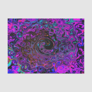 Papel De Seda Trippy Black and Magenta Retro Liquid Swirl