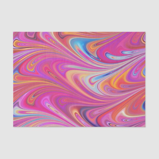 Papel De Seda Trippy Pink e Orange Swirly Design (Frente )