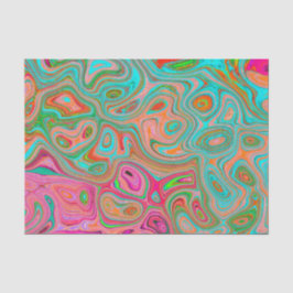 Papel De Seda Trippy Retro Orange e Aqua Groovy Abstrato Art