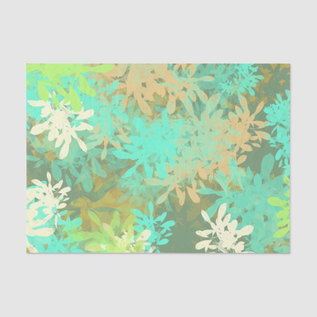 Papel De Seda Triptych do padrão verde-Abstrato moderno (Frente )