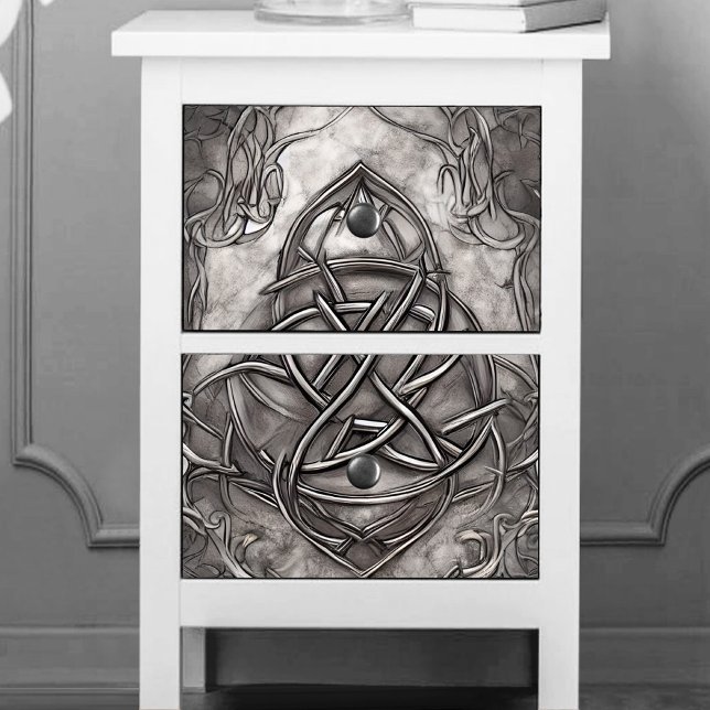 Papel De Seda Triquetra Trinity Knot Silvery Pewter Faux Metal (Criador carregado)