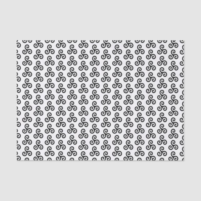 Papel De Seda Triskele de Tríplice Espiral Celta Negra sobre Bra (Frente )