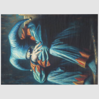 Papel De Seda Triste Jester em Azul e Laranja