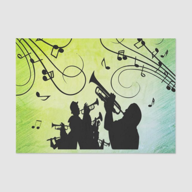 Papel De Seda Trompet Section Jazz Music Green (Frente )